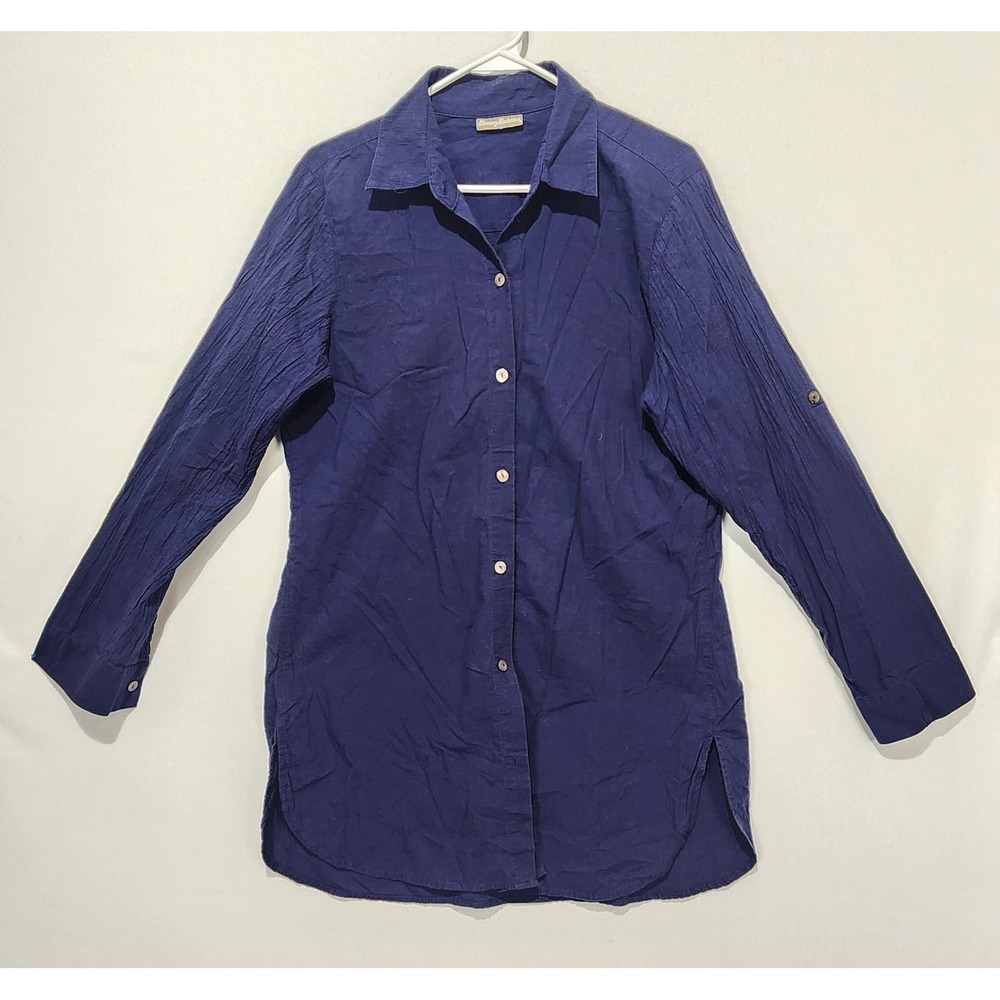 Tommy Bahama Women's Casual Minimalist Button-Up Shirt‎ Blue Size M